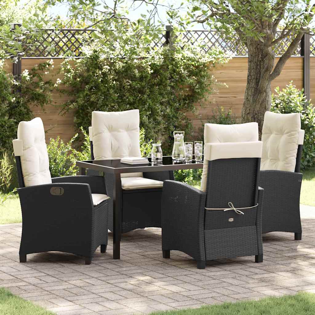 vidaXL Garden Dining Set with Cushions 3 pcs Black Poly Rattan