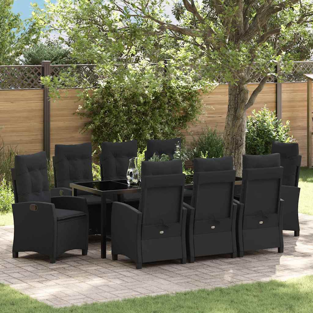 vidaXL Garden Dining Set with Cushions 3 pcs Black Poly Rattan