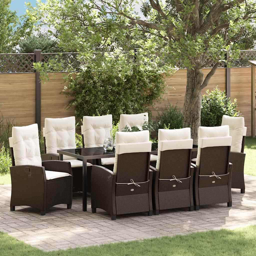 vidaXL Garden Dining Set with Cushions 3 pcs Black Poly Rattan