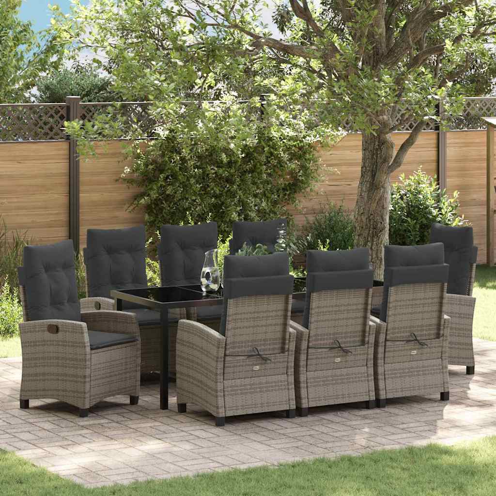 vidaXL Garden Dining Set with Cushions 3 pcs Black Poly Rattan