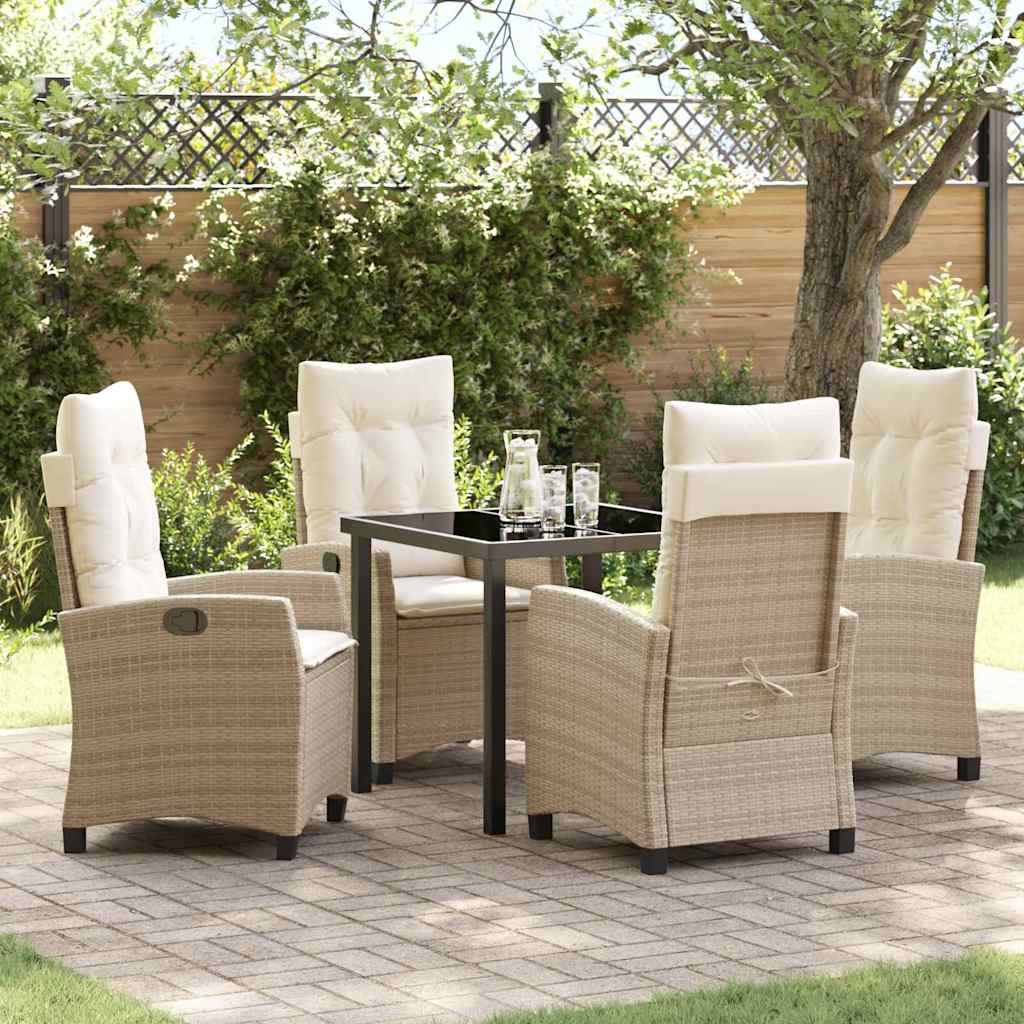 vidaXL Garden Dining Set with Cushions 3 pcs Black Poly Rattan