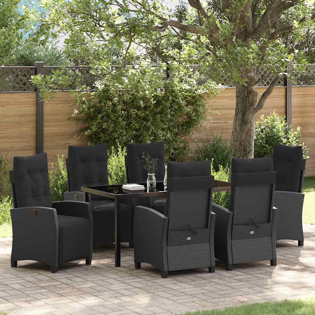 vidaXL Tuin Eettafel Set met kussen 3 pcs Zwart poly rattan