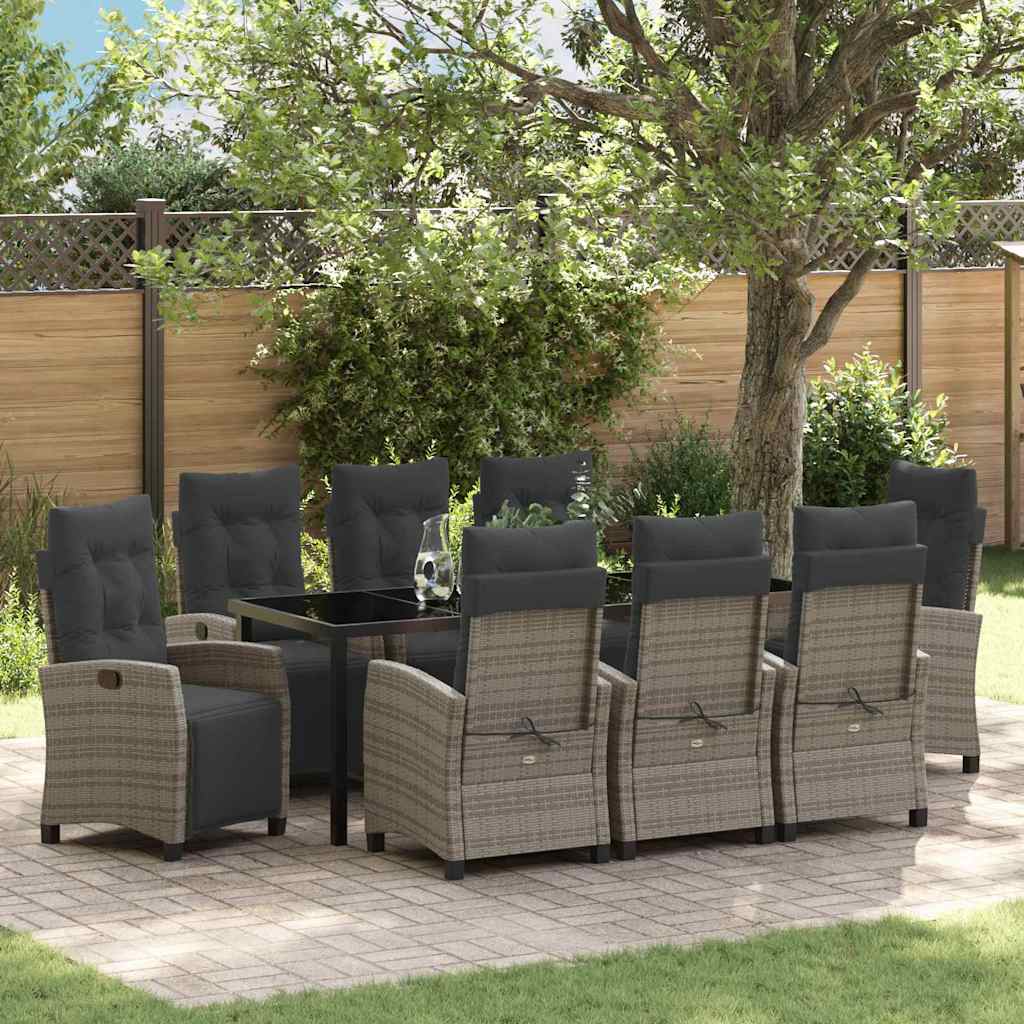 vidaXL Tuin Eettafel Set met kussen 3 pcs Zwart poly rattan