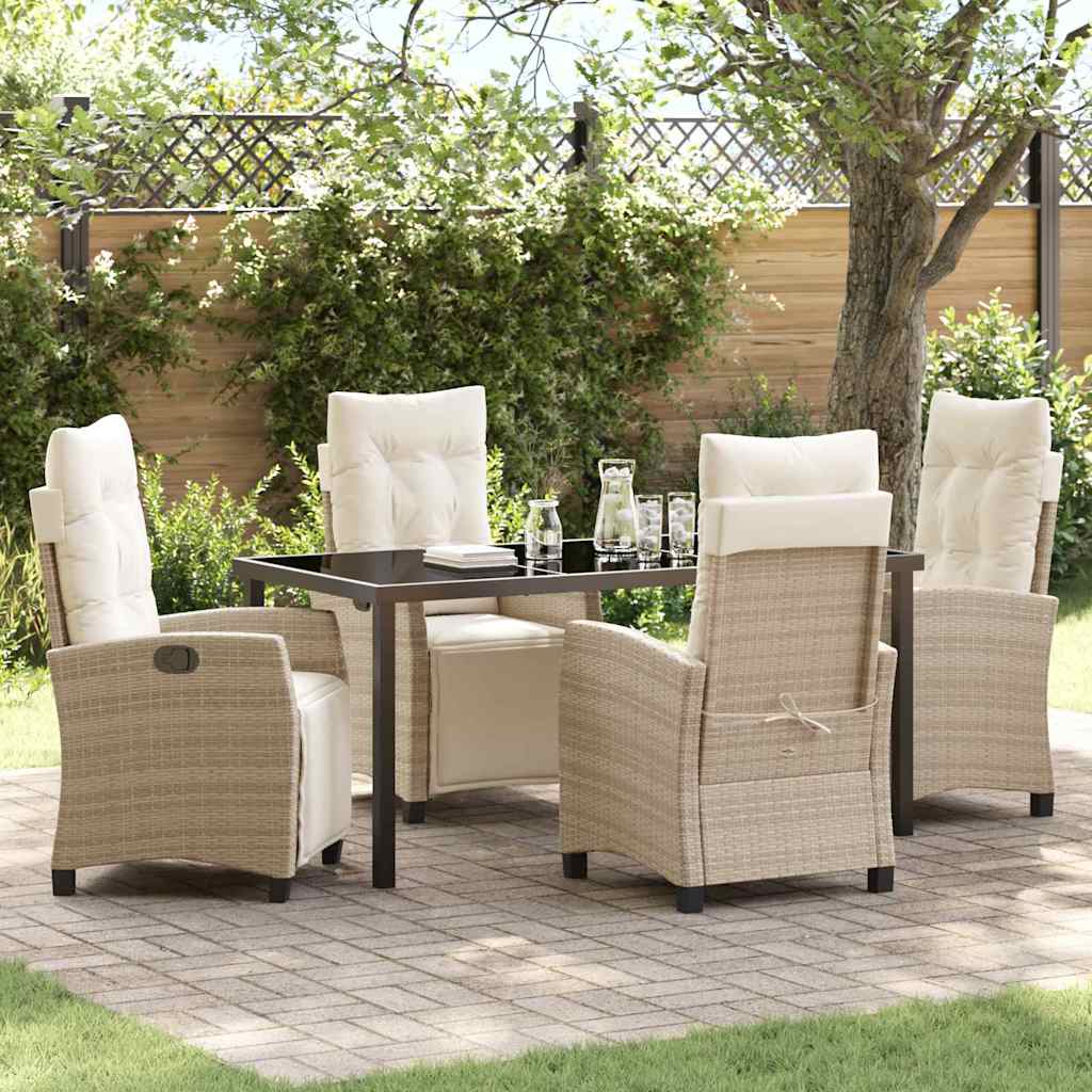 vidaXL Tuin Eettafel Set met kussen 3 pcs Zwart poly rattan
