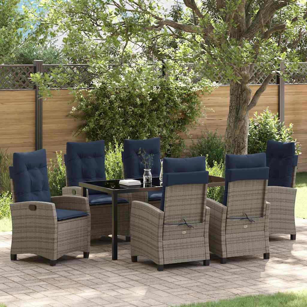 vidaXL Garden Dining Set with cushions 5 pcs Grey poly rattan