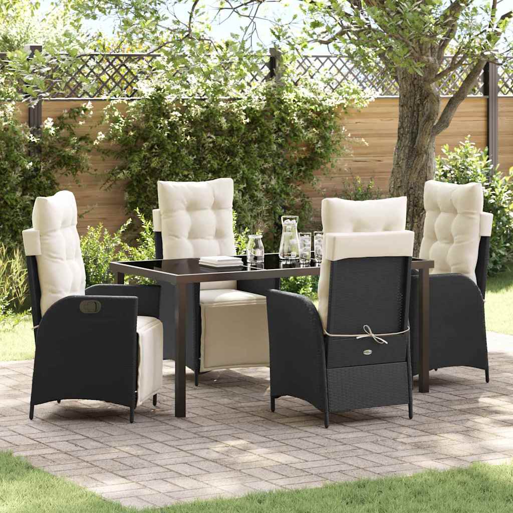 vidaXL Garden Dining Set with cushions 3 pcs Black poly rattan
