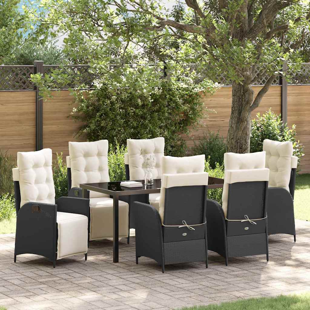vidaXL Garden Dining Set with cushions 3 pcs Black poly rattan