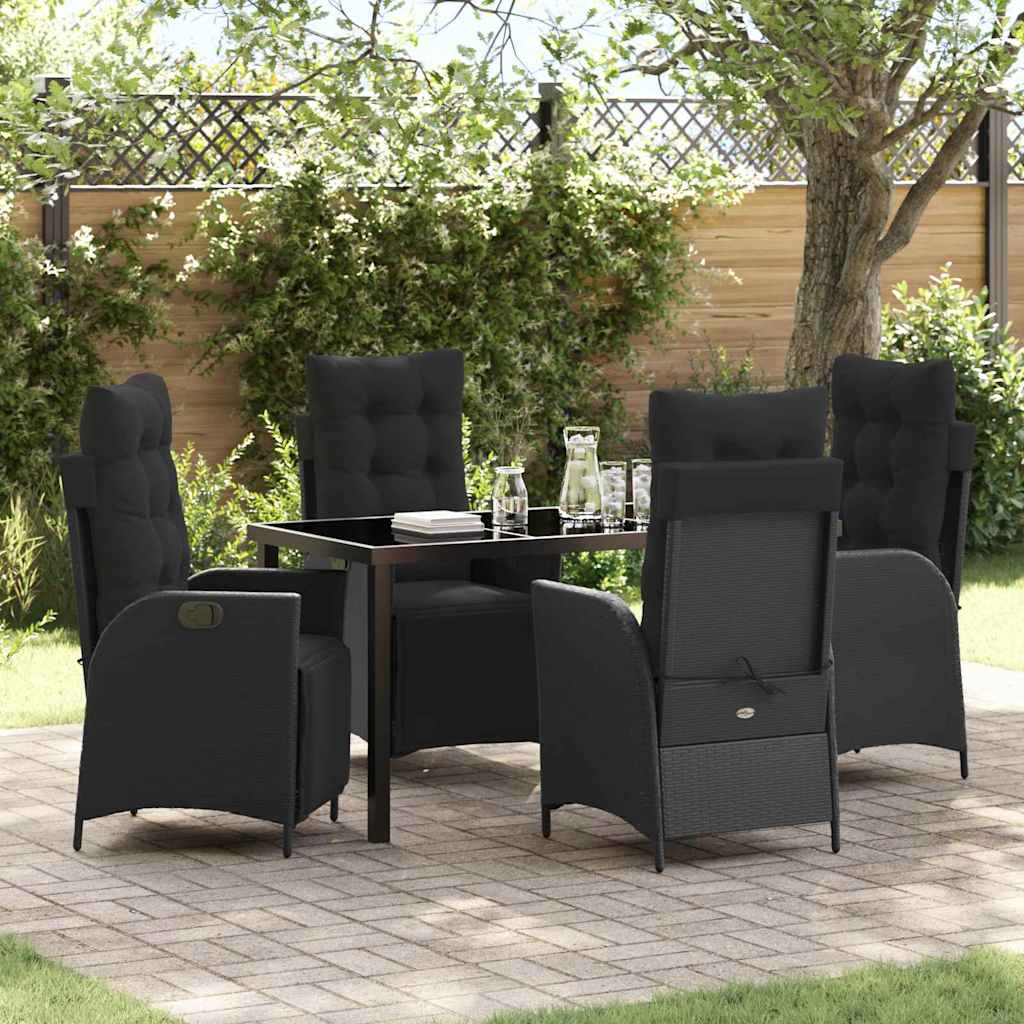 vidaXL Garden Dining Set with cushions 3 pcs Black poly rattan