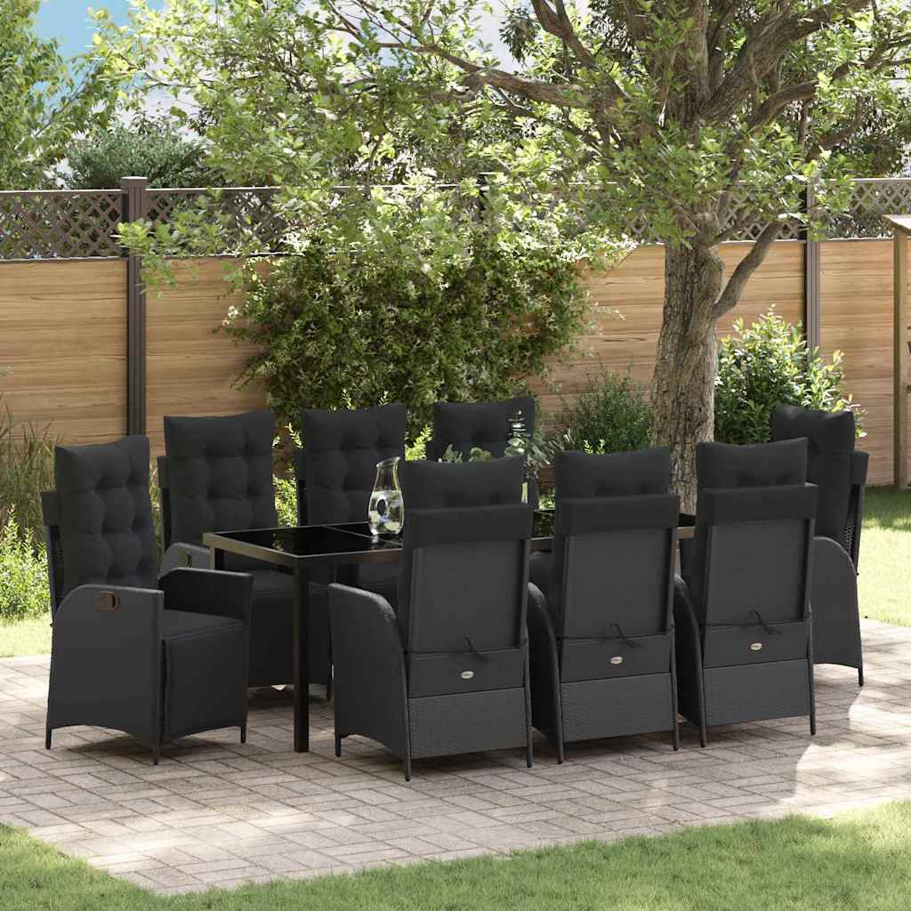 vidaXL Garden Dining Set with cushions 3 pcs Black poly rattan