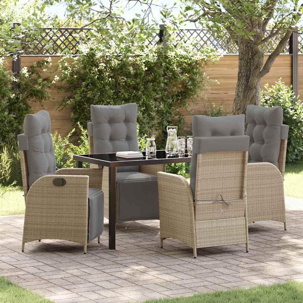vidaXL Garden Dining Set with cushions 3 pcs Black poly rattan