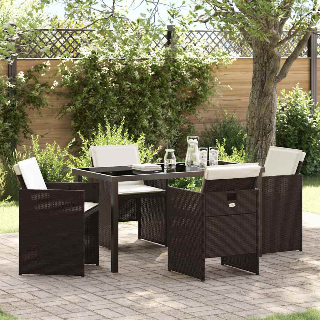 vidaXL Garden Dining Set 5 pcs Black poly rattan