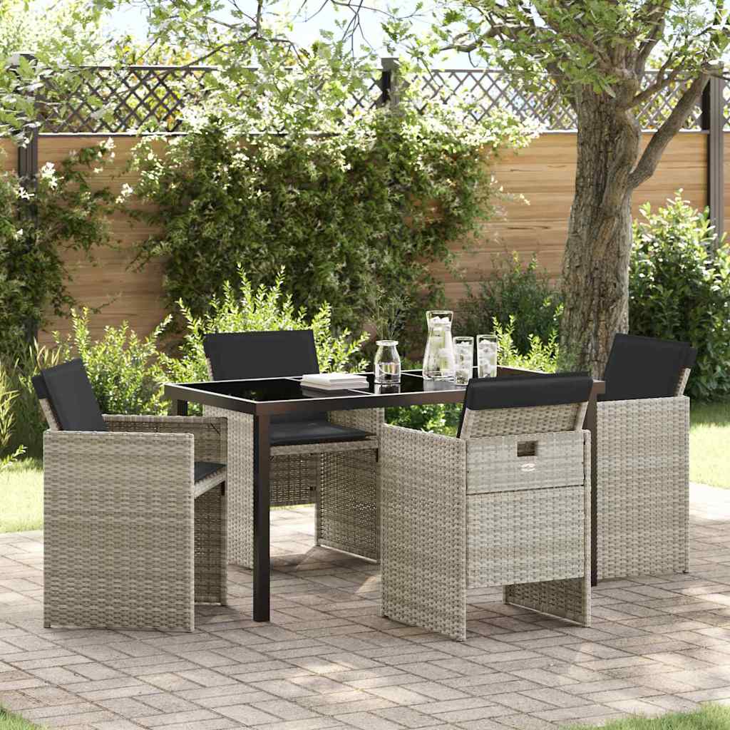vidaXL Garden Dining Set 5 pcs Black poly rattan