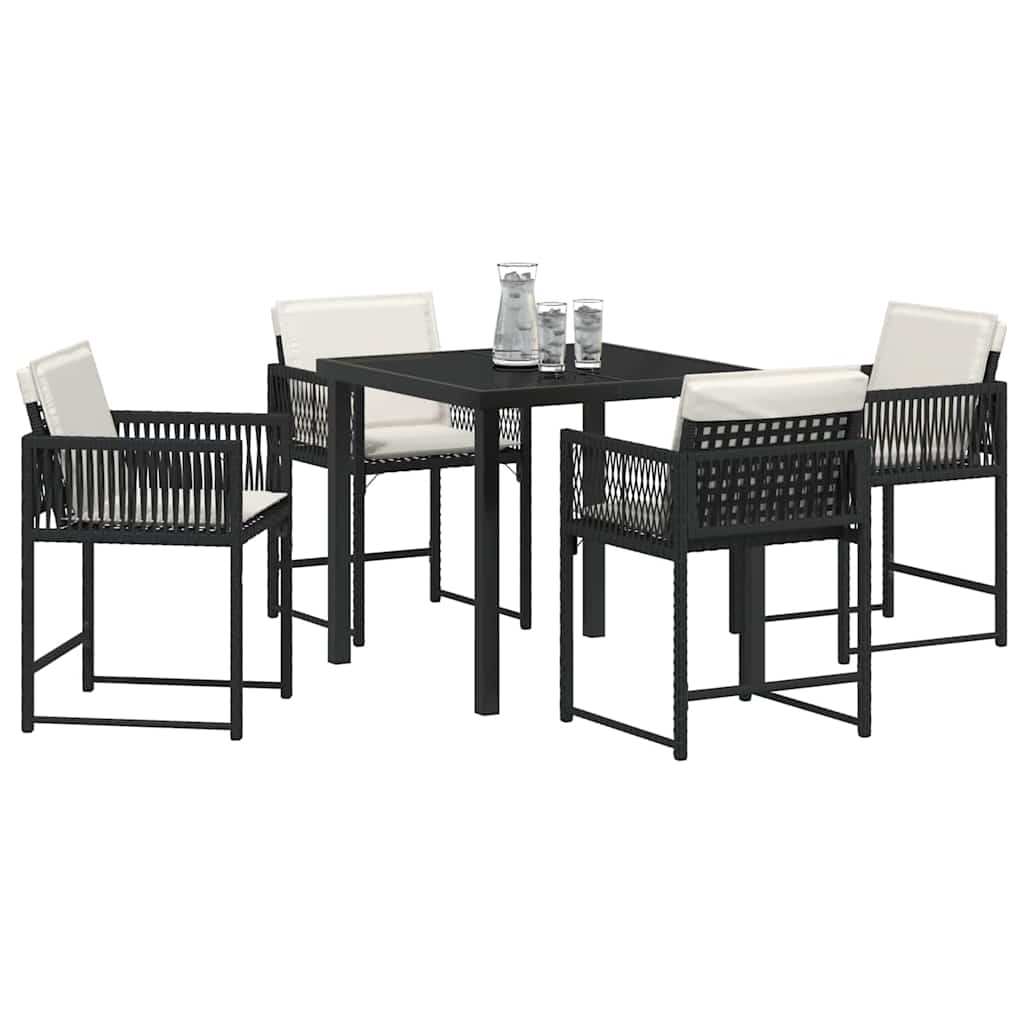 vidaXL Tuin Eettafel Set 5 pcs Zwart poly rattan
