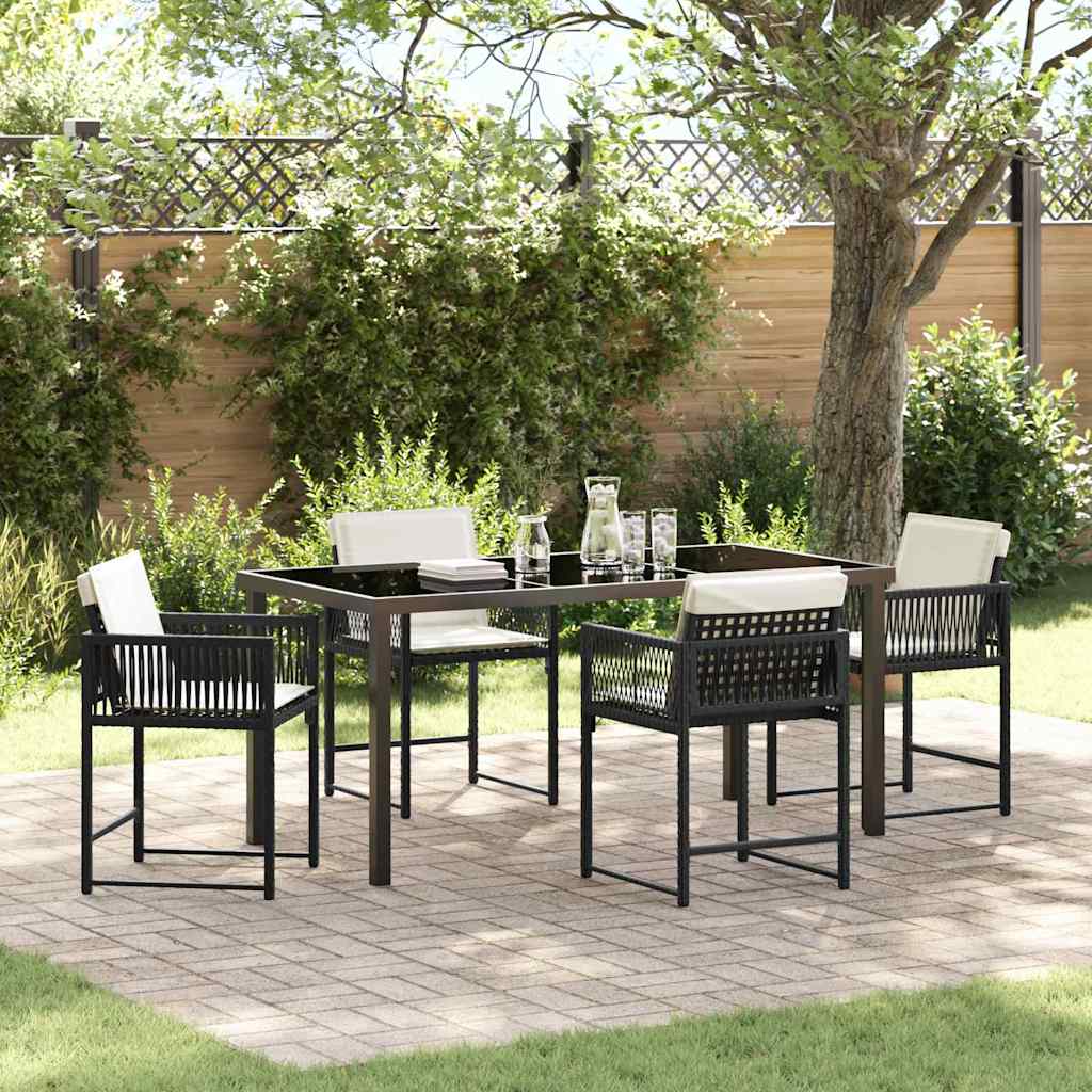 vidaXL Tuin Eettafel Set 5 pcs Zwart poly rattan