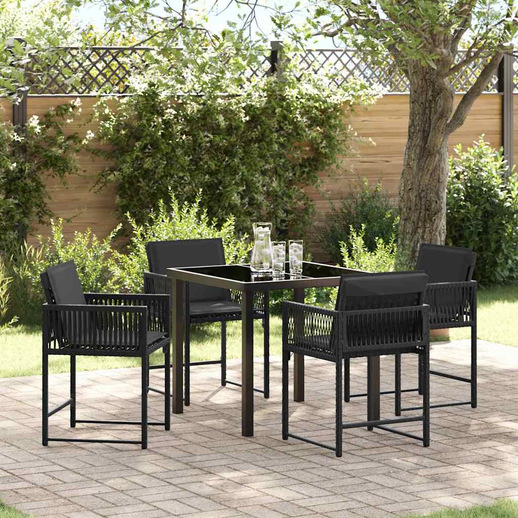 vidaXL Tuin Eettafel Set 5 pcs Zwart poly rattan