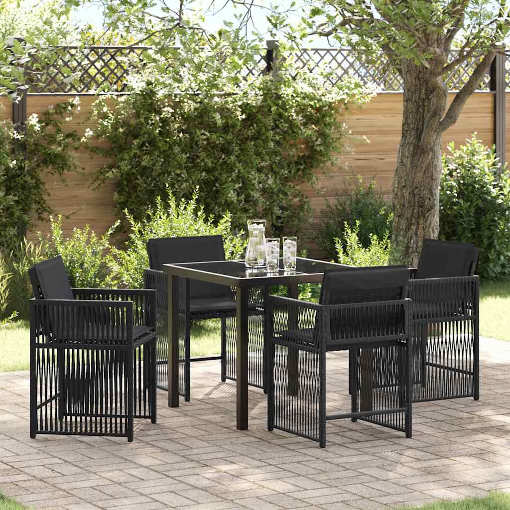 vidaXL Tuin Eettafel Set 5 pcs Zwart poly rattan