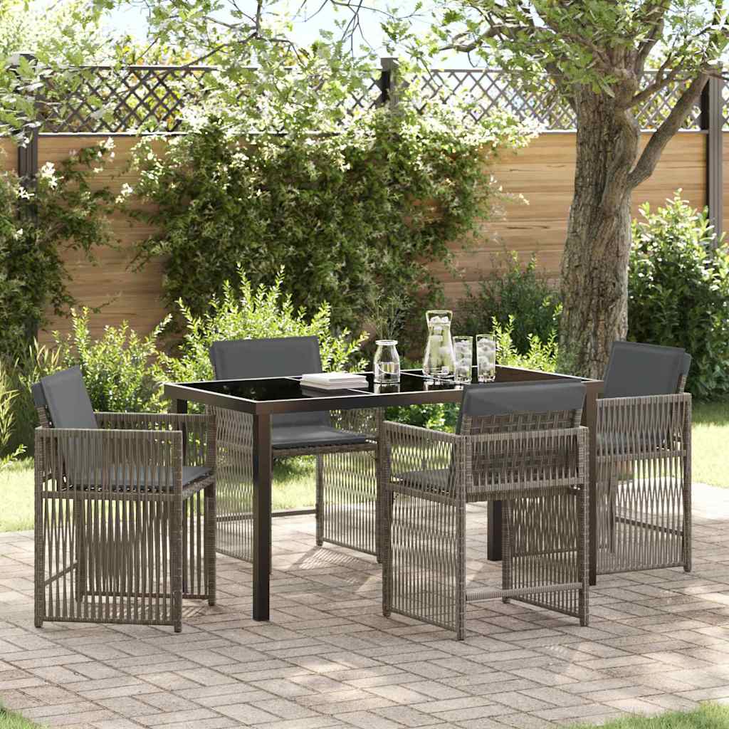 vidaXL Tuin Eettafel Set 5 pcs Zwart poly rattan