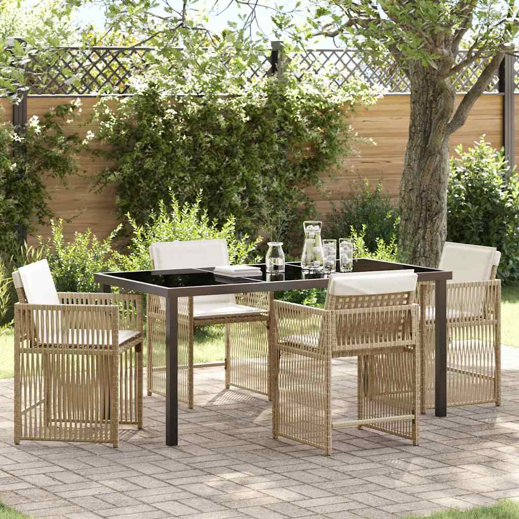 vidaXL Tuin Eettafel Set 5 pcs Zwart poly rattan