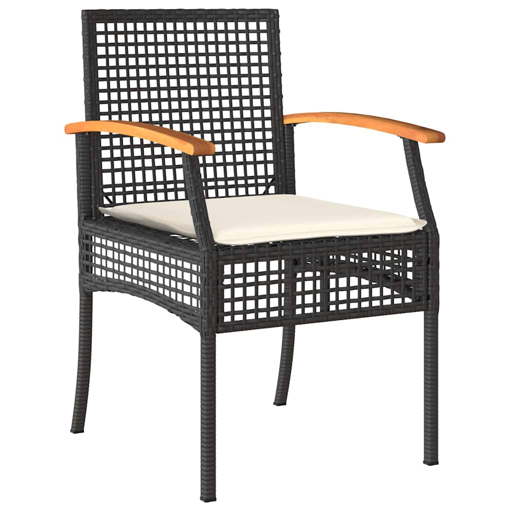 vidaXL Tuin Eettafel Set 3 pcs Zwart poly rattan