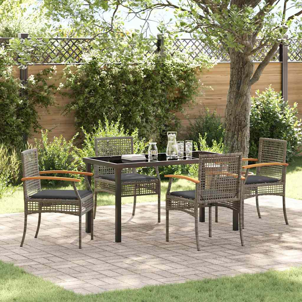 vidaXL Tuin Eettafel Set 3 pcs Zwart poly rattan