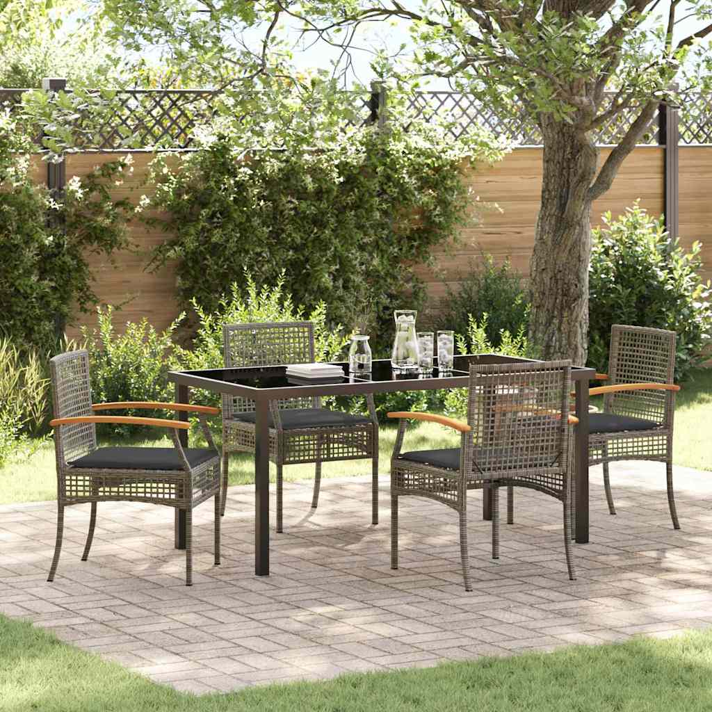 vidaXL Tuin Eettafel Set 3 pcs Zwart poly rattan