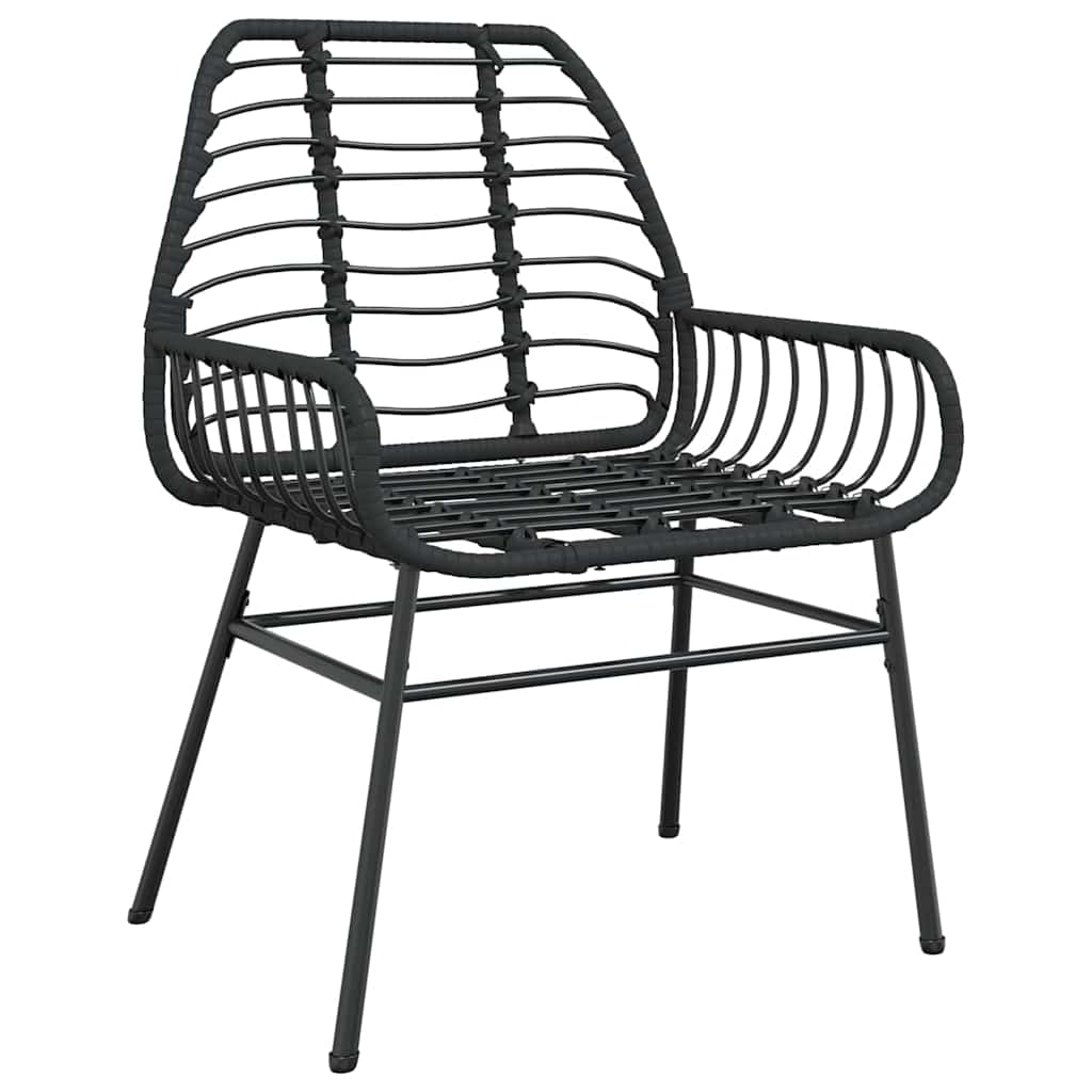 vidaXL Tuin Eettafel Set 3 pcs Zwart poly rattan