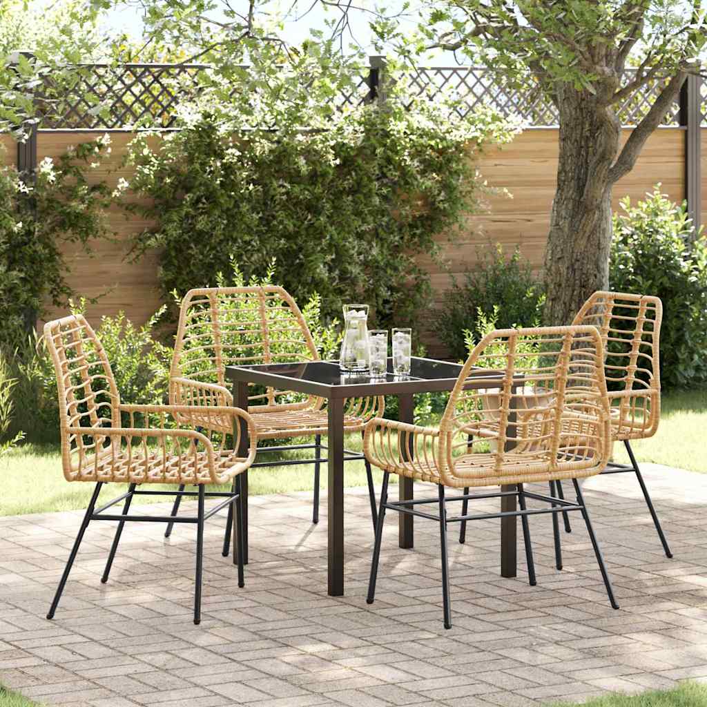 vidaXL Tuin Eettafel Set 3 pcs Zwart poly rattan