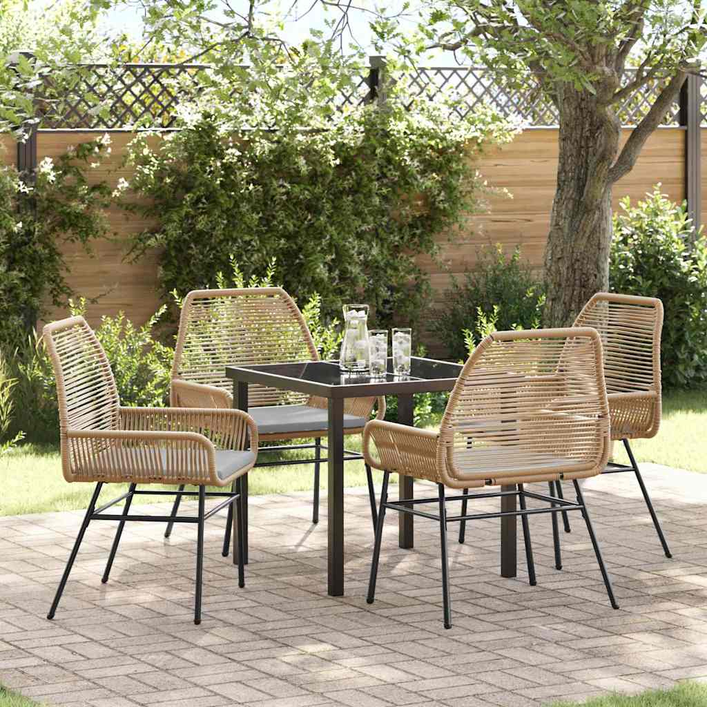 vidaXL Tuin Eettafel Set met kussen 3 pcs Zwart poly rattan