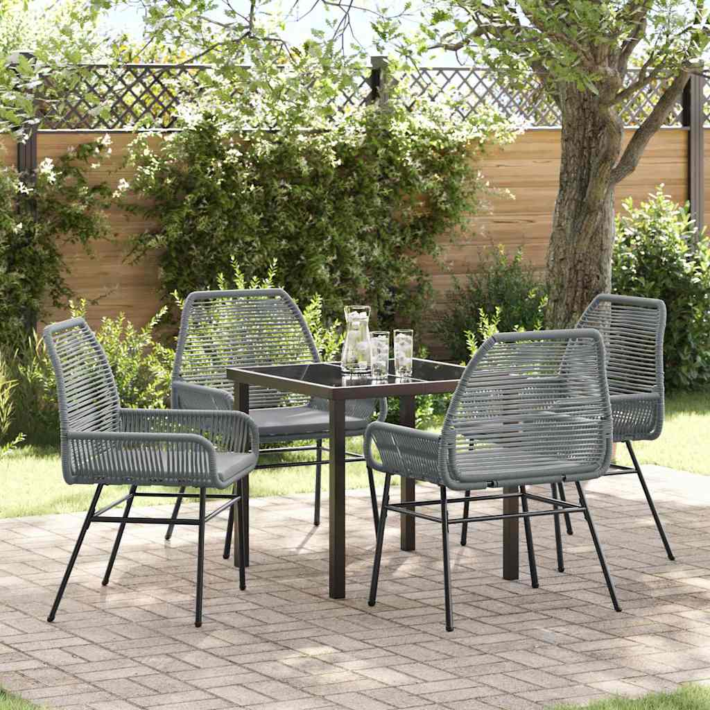 vidaXL Tuin Eettafel Set met kussen 3 pcs Zwart poly rattan