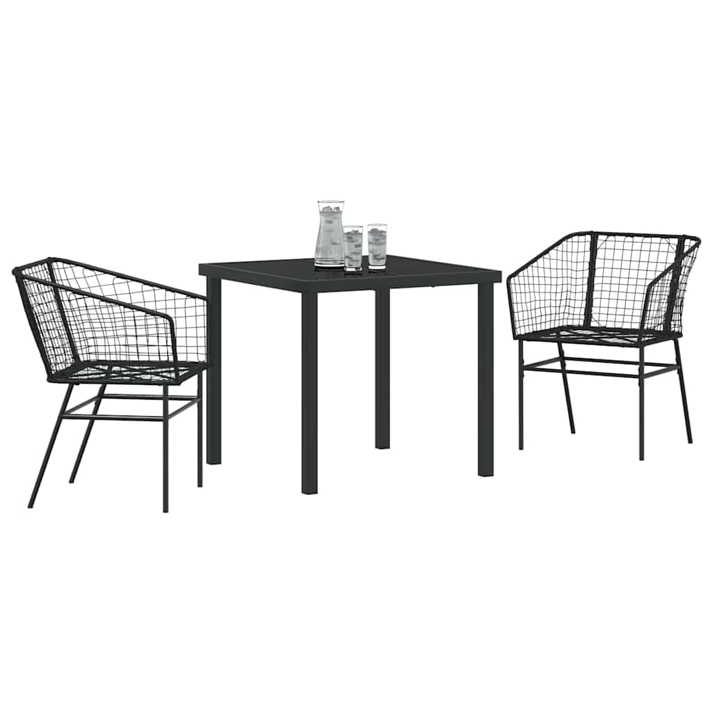vidaXL Tuin Eettafel Set 3 pcs Zwart poly rattan