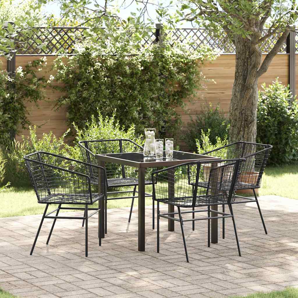 vidaXL Tuin Eettafel Set 3 pcs Zwart poly rattan