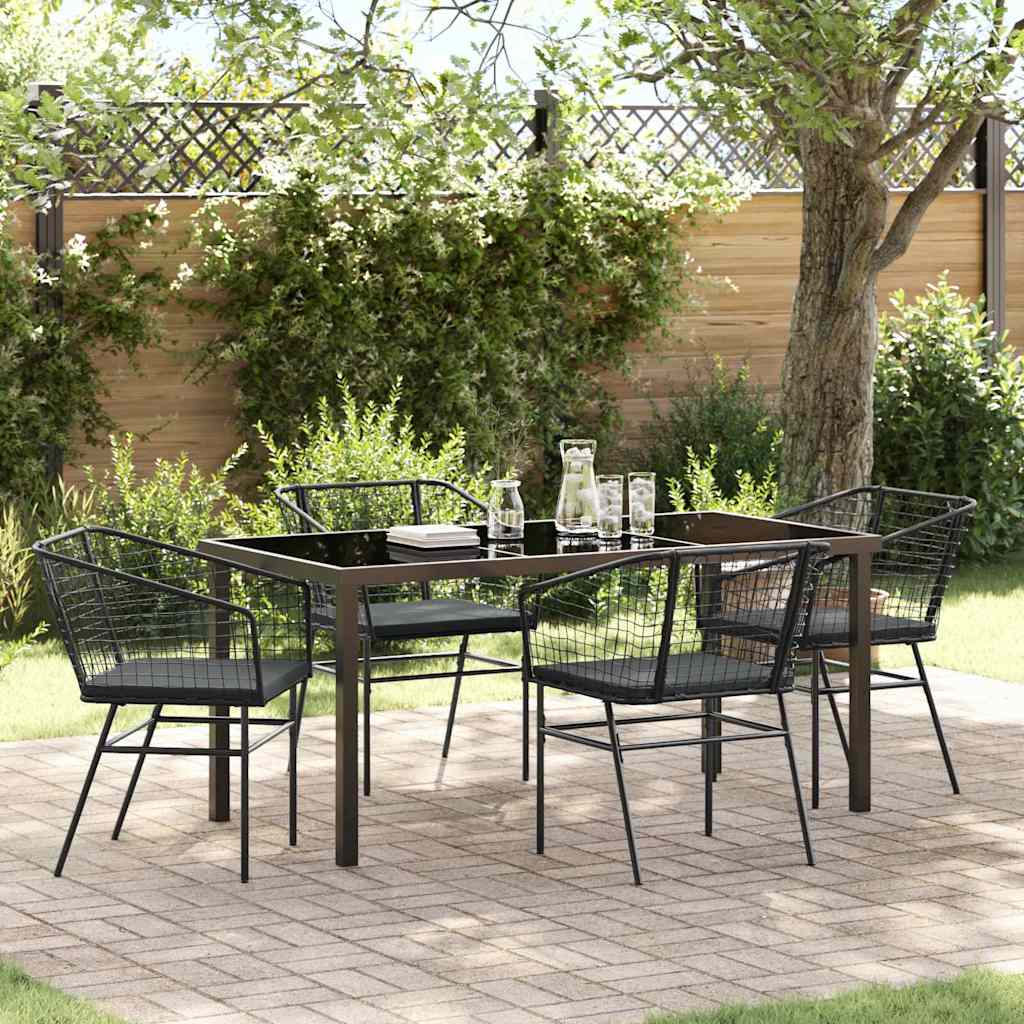 vidaXL Tuin Eettafel Set 3 pcs Zwart poly rattan