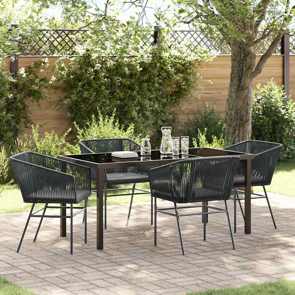 vidaXL Garden Dining Set with Cushions 3 pcs Black Powder-Coated Steel