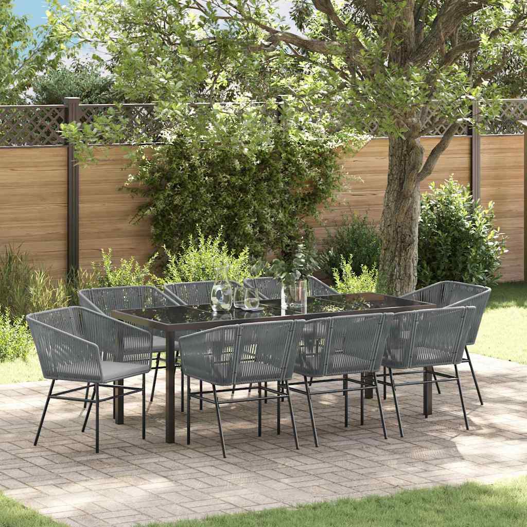 vidaXL Garden Dining Set with Cushions 3 pcs Black Powder-Coated Steel