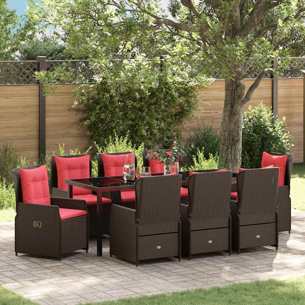 vidaXL Tuin Eettafel Set 3 pcs Bruin Poly rattan