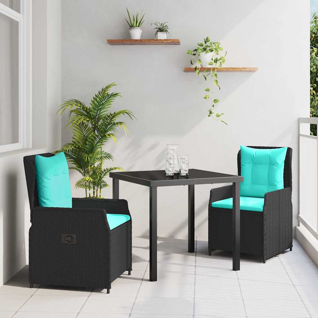 vidaXL Tuin Eettafel Set 3 pcs Bruin Poly rattan