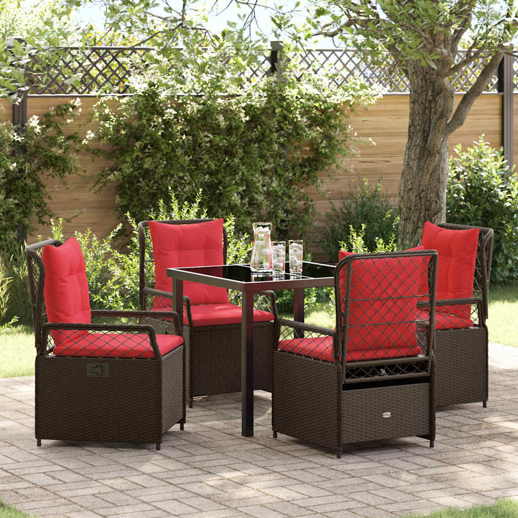 vidaXL Tuin Eettafel Set 3 pcs Bruin poly rattan