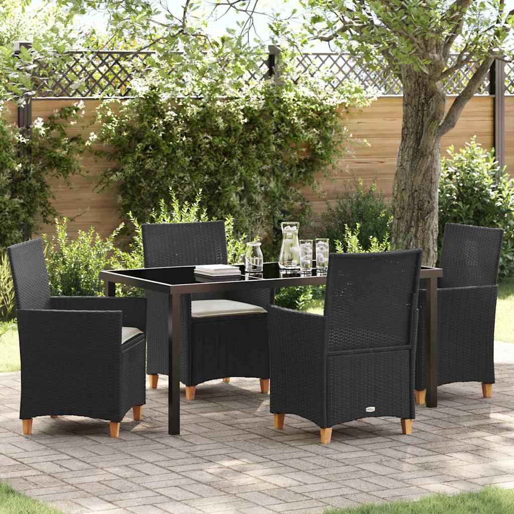 vidaXL Tuin Eettafel Set 3 pcs Zwart poly rattan