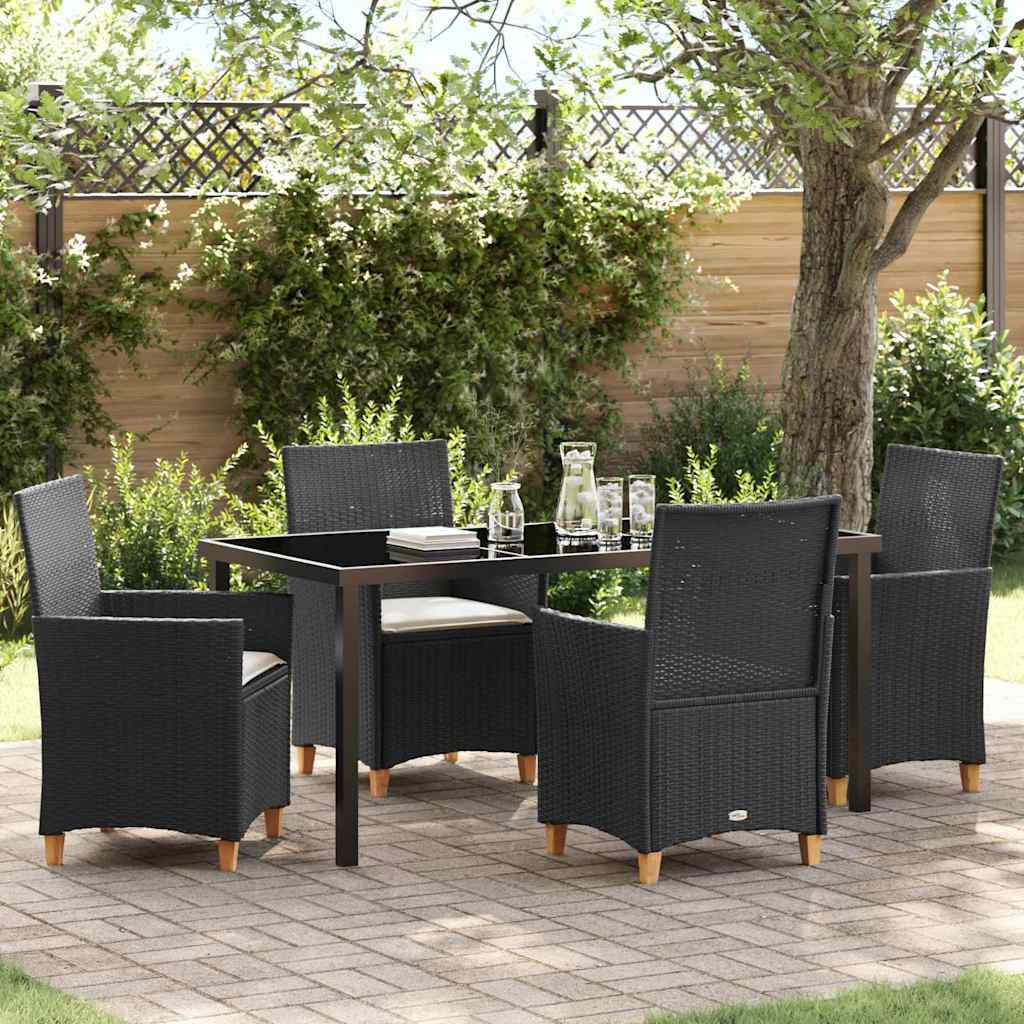 vidaXL Tuin Eettafel Set 3 pcs Zwart poly rattan