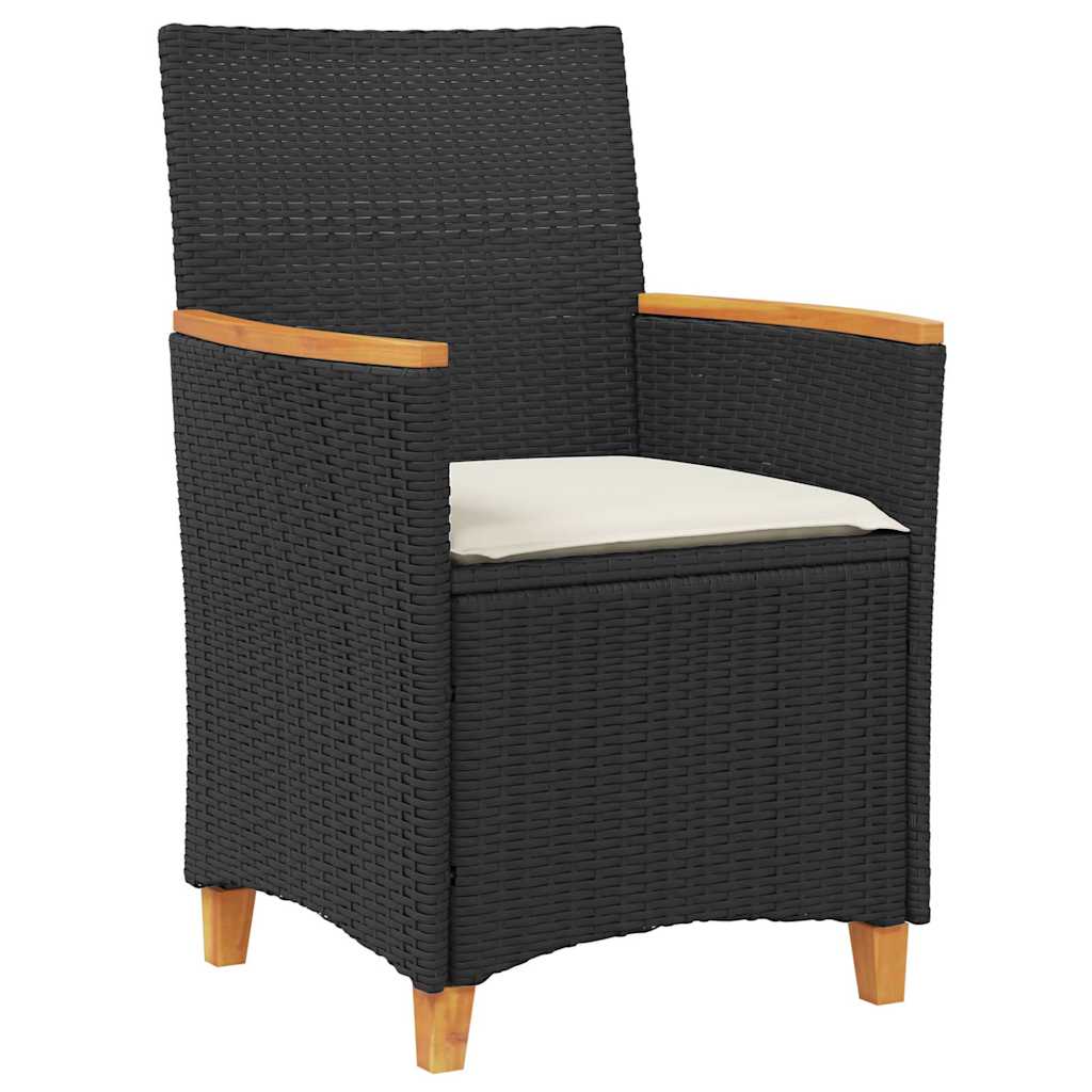 vidaXL Garden Dining Set 3 pcs Black Poly Rattan