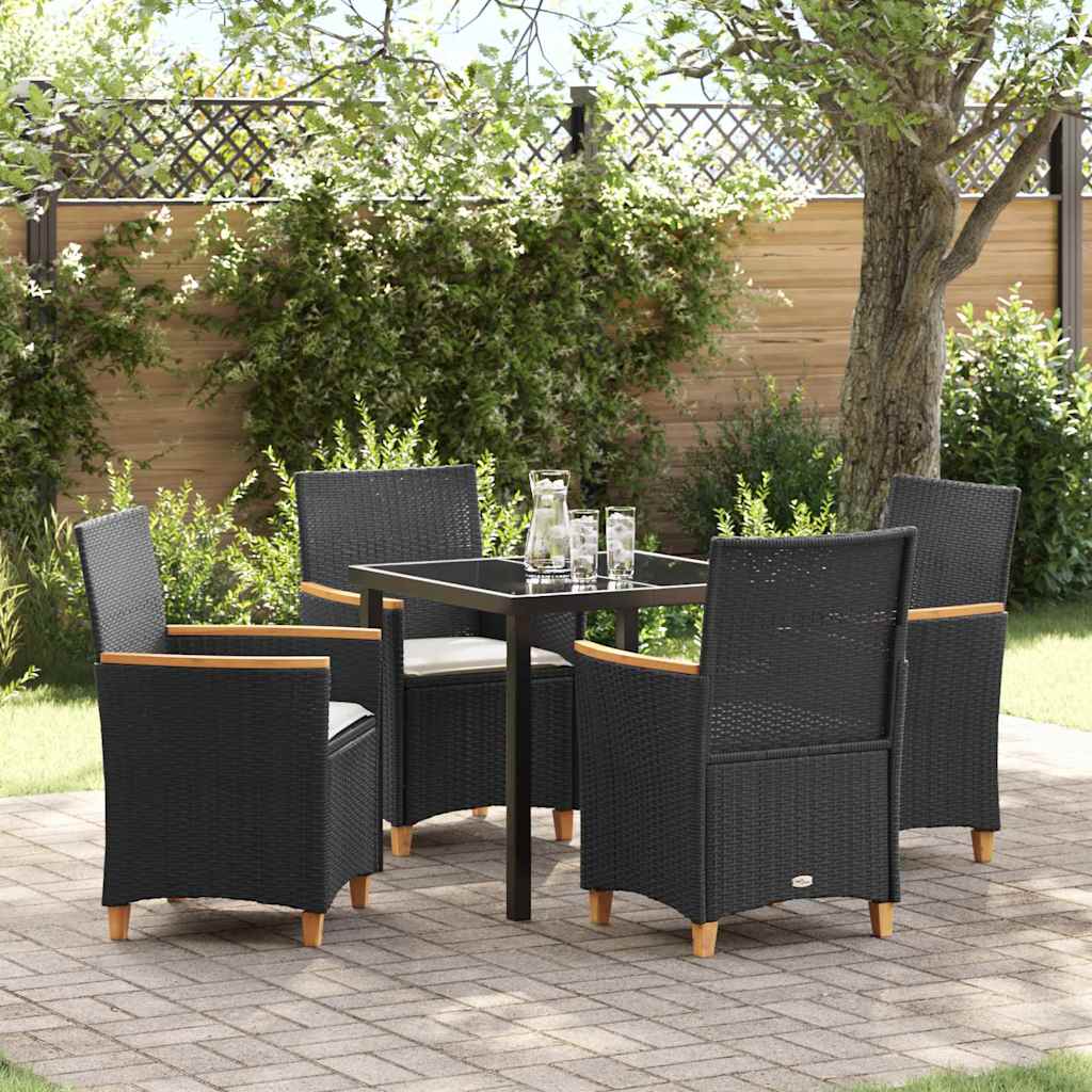 vidaXL Garden Dining Set 3 pcs Black Poly Rattan