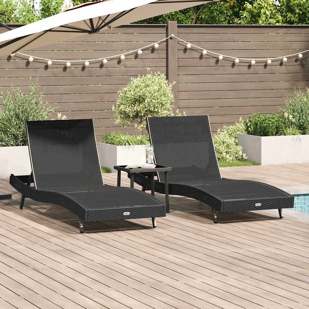 vidaXL Ligstoel 3 pcs Bruin 197 x 70 x 82 cm poly rattan