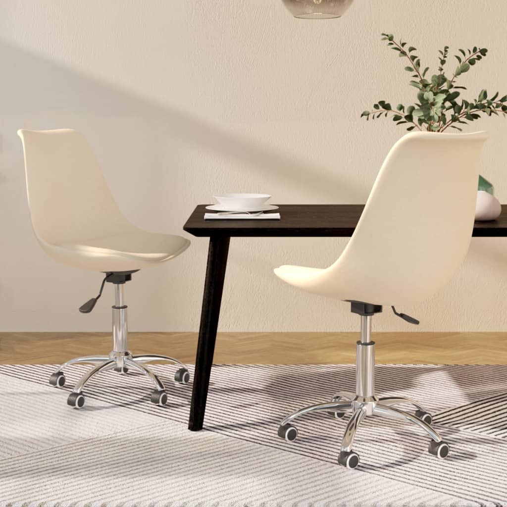 vidaXL Eetkamerstoelen 4 st draaibaar stof crèmekleurig