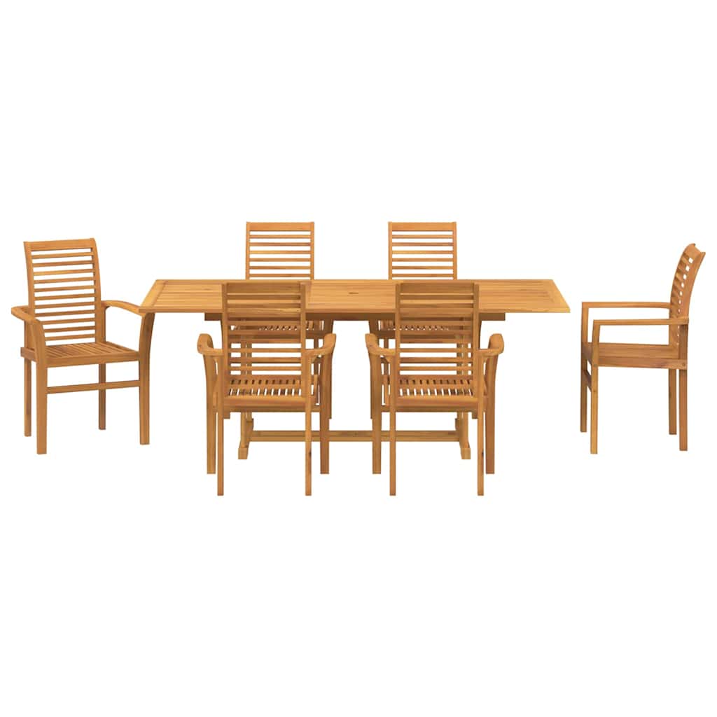 vidaXL Garden Dining Set 7 pcs Brown Solid Teak