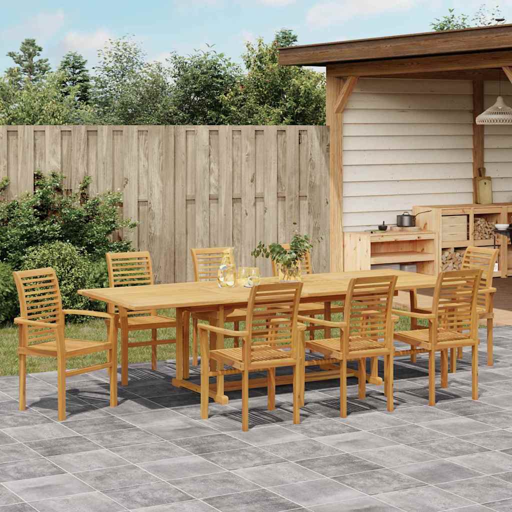 vidaXL Tuin Eettafel Set 9 pcs Bruin Massief Teakhout