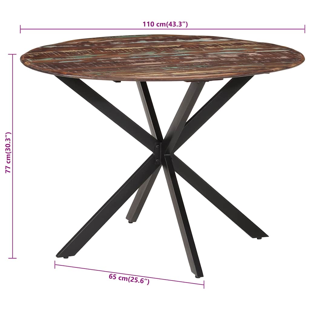 vidaXL Dining Table Ø110x78 cm Solid Mango Wood and Steel