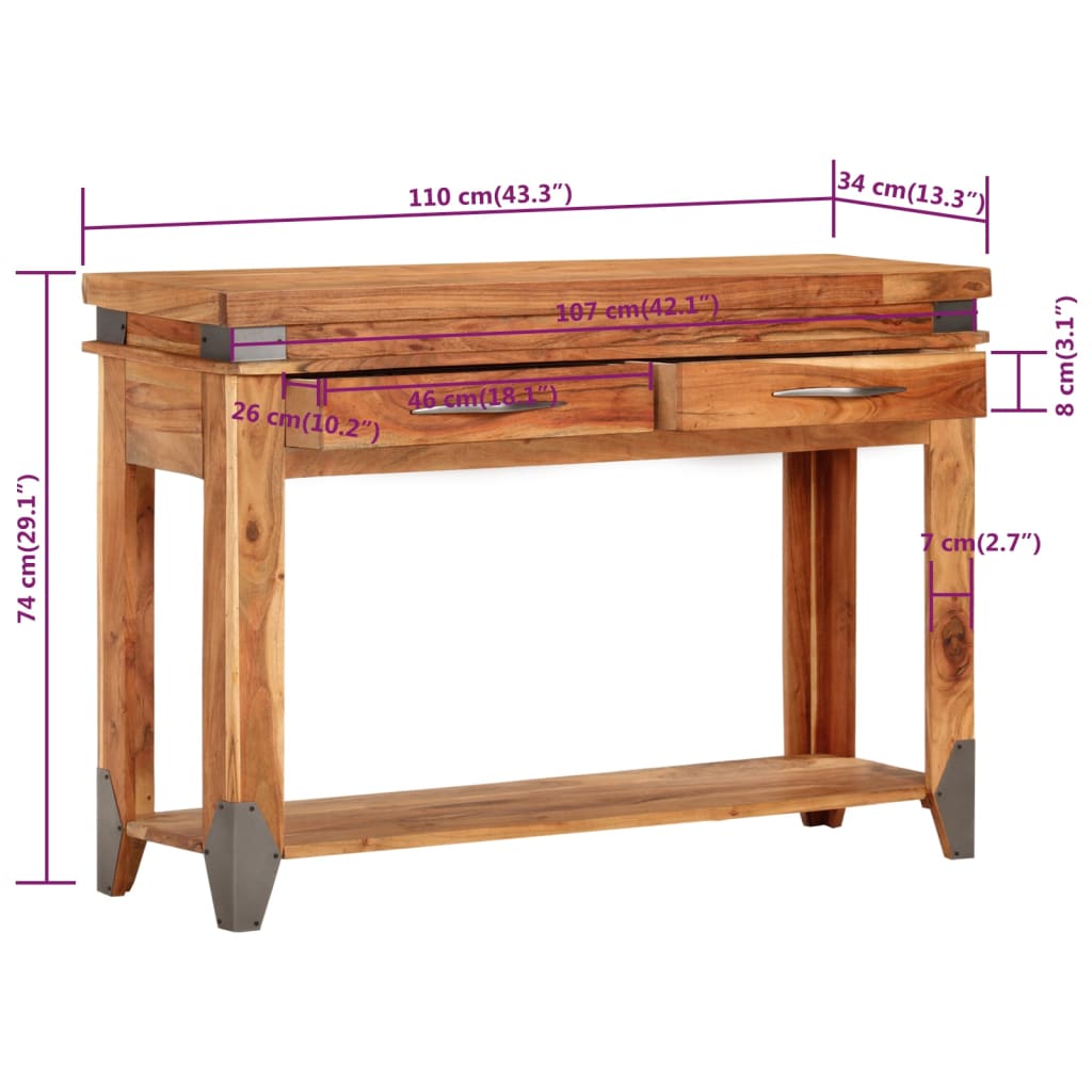 vidaXL Nightstand 40x30x51 cm solid acacia wood