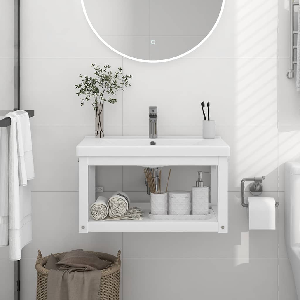 vidaXL Wall-mounted Washbasin Frame 40x38x31 cm Iron White