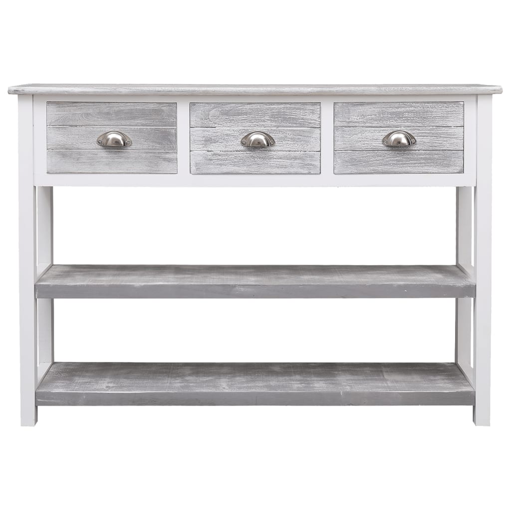 vidaXL Dressoir 108x30x76 cm massief paulowniahout antiekgrijs