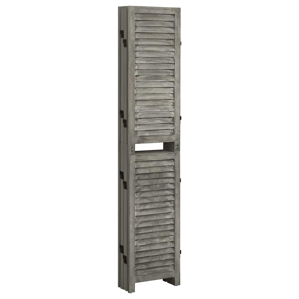 vidaXL Kamerscherm met 5 panelen 179x166 cm massief hout grijs